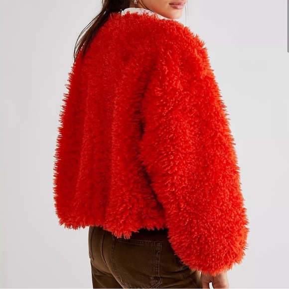 Free people Lena Teddy orange faux fur shaggy coat - Picture 2 of 6